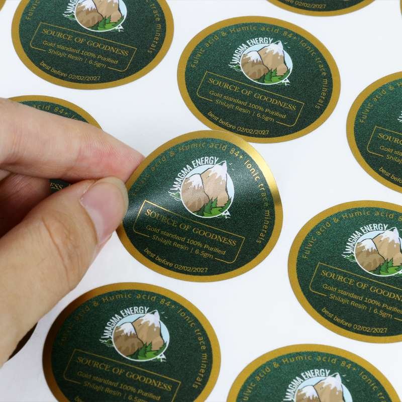 Custom printing product logo vinyl round waterproof label stickers ...