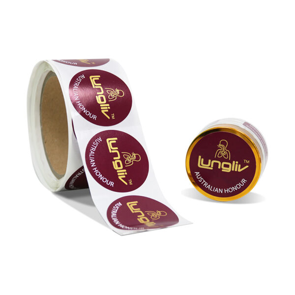 Custom Gold Foil Waterproof Adhesive Stickers Rolls for Jar