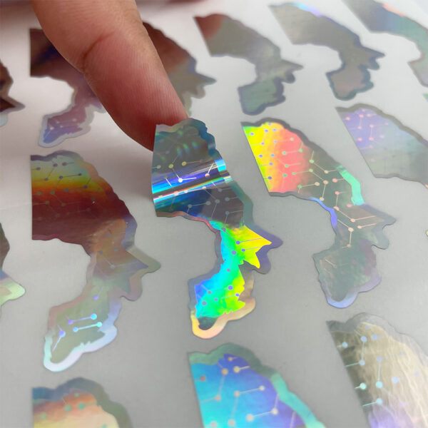 Custom die cut holographic labels stickers waterproof laser printing - Image 3