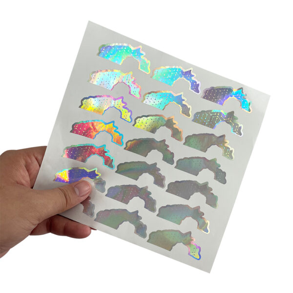 Custom die cut holographic labels stickers waterproof laser printing - Image 5