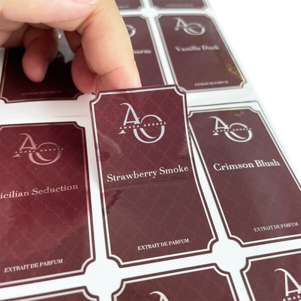 Customized perfume labels stickers waterproof packaging