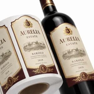 Beverage Bottle Label Stickers Die Cut Matte Laminated Scratch Resistant Adhesive for Winery Packaging Custom Printing
