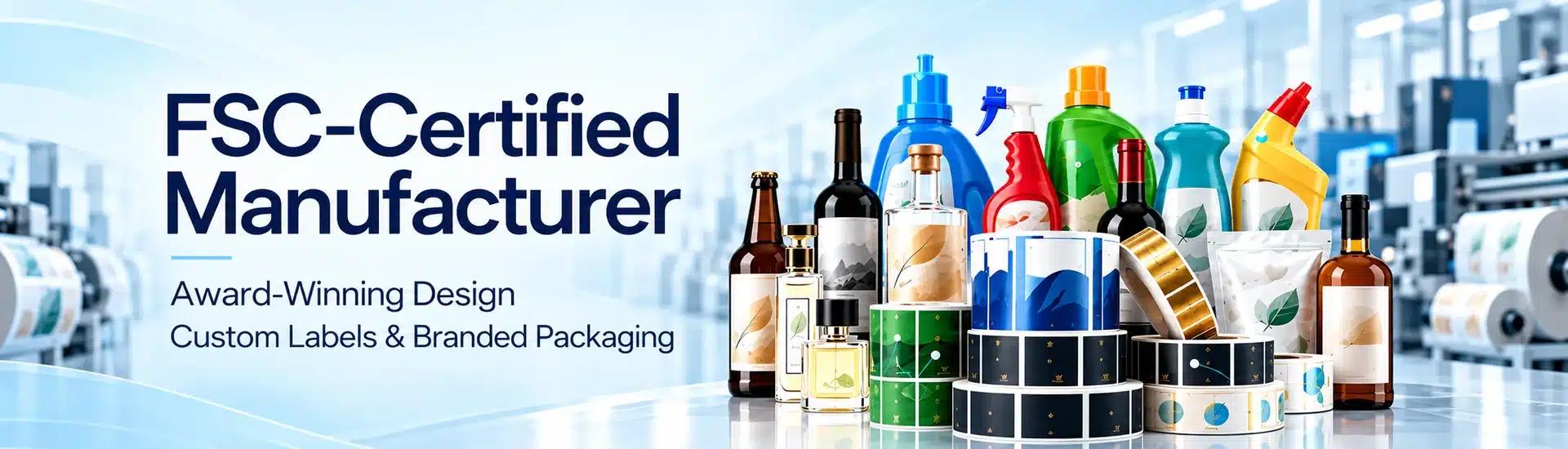 FSC-certified manufacturer with award-winning design; packaging illustration